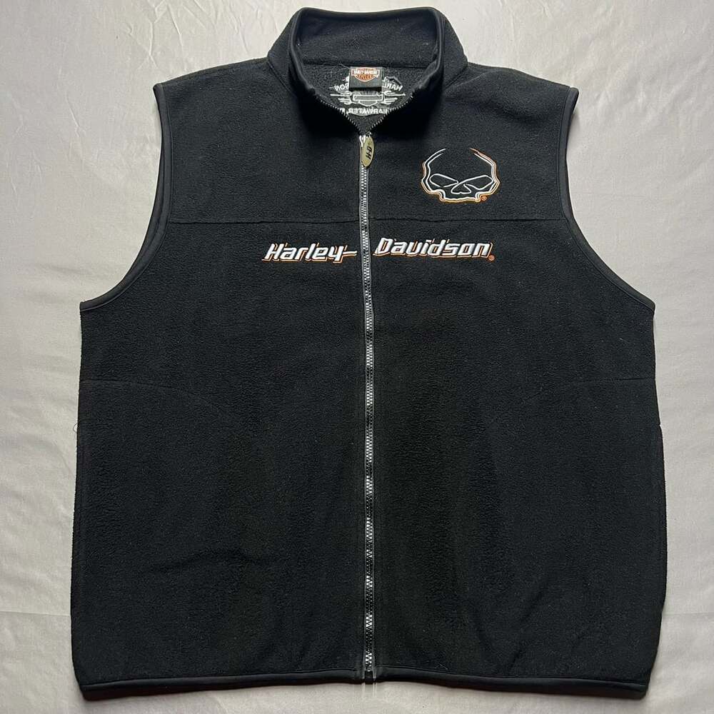 Harley Davidson Fleece Vest Black Skull Clearwater FL